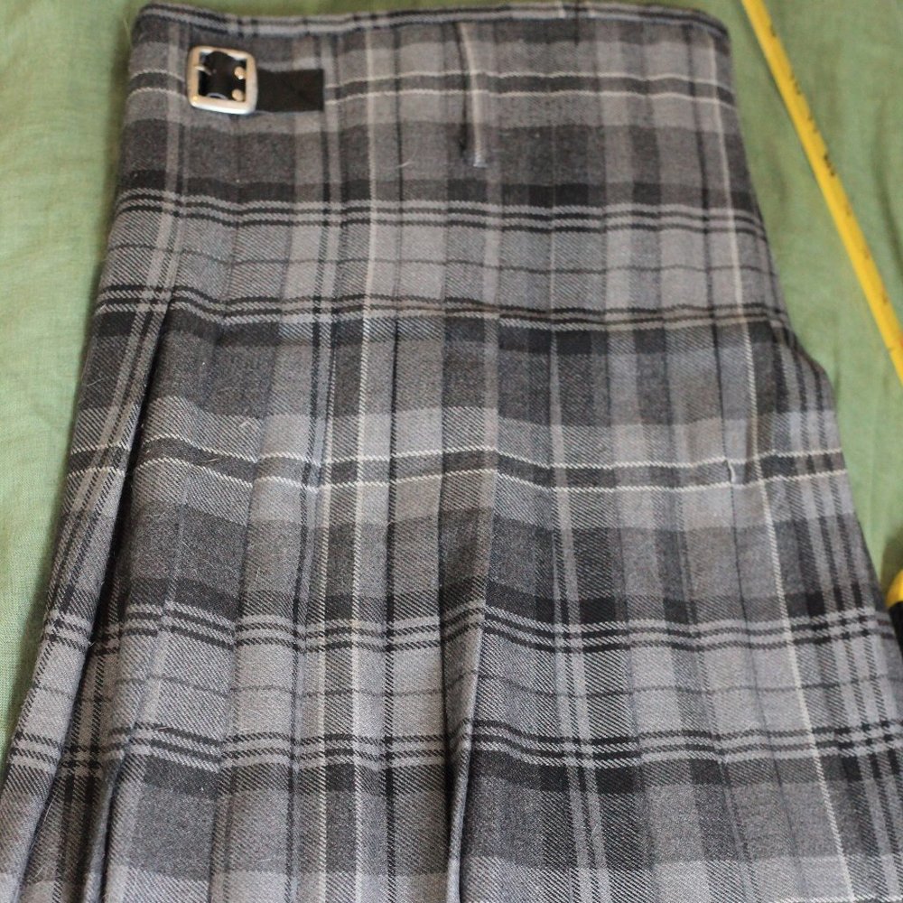 Grey Authentic Scottish Tartan Wool Kilt